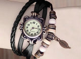 2 Boho Vintage zegarki z wisiorkiem liści w wyborze koloru